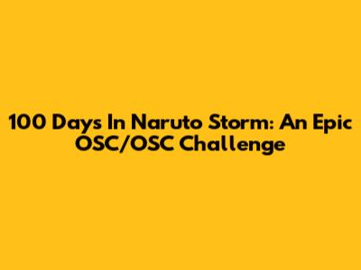 100 Days In Naruto Storm: An Epic OSC/OSC Challenge