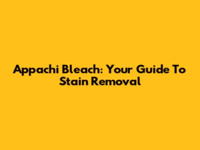 Appachi Bleach: Your Guide To Stain Removal