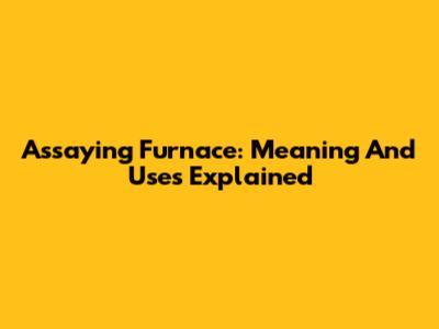 Assaying Furnace: Meaning And Uses Explained