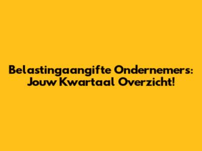Belastingaangifte Ondernemers: Jouw Kwartaal Overzicht!