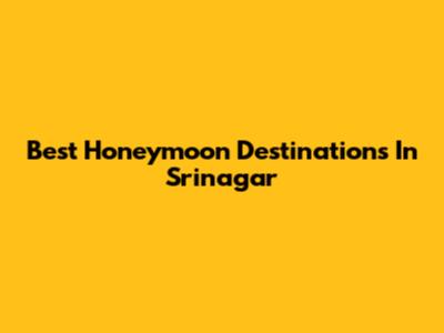 Best Honeymoon Destinations In Srinagar