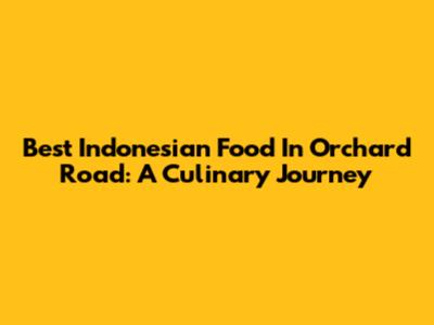 Best Indonesian Food In Orchard Road: A Culinary Journey