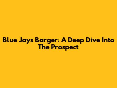 Blue Jays' Barger: A Deep Dive Into The Prospect