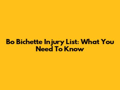 Bo Bichette Injury List: What You Need To Know
