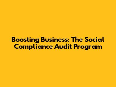 Boosting Business: The Social Compliance Audit Program