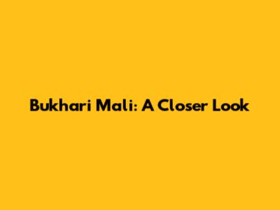 Bukhari Mali: A Closer Look