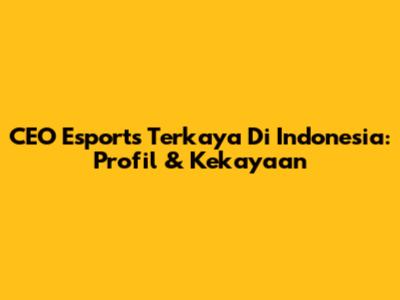 CEO Esports Terkaya Di Indonesia: Profil & Kekayaan