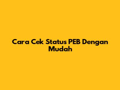 Cara Cek Status PEB Dengan Mudah