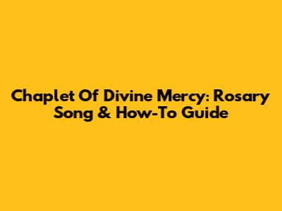 Chaplet Of Divine Mercy: Rosary Song & How-To Guide