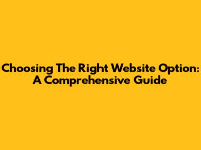 Choosing The Right Website Option: A Comprehensive Guide