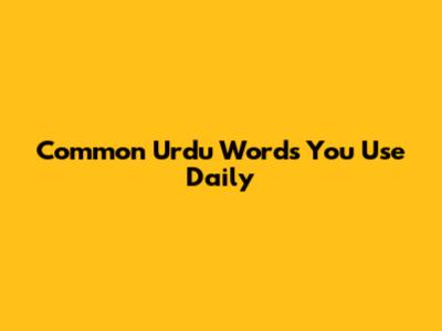 Common Urdu Words You Use Daily