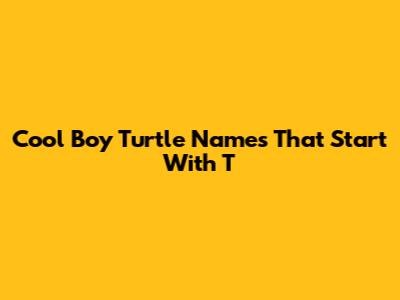 Cool Boy Turtle Names That Start With T