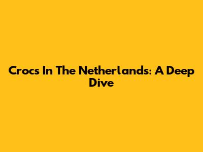 Crocs In The Netherlands: A Deep Dive