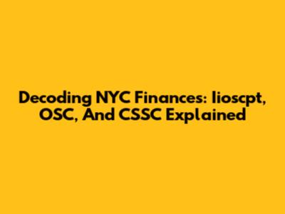 Decoding NYC Finances: Iioscpt, OSC, And CSSC Explained