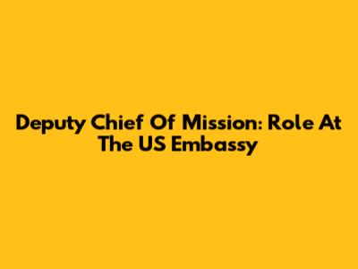 Deputy Chief Of Mission: Role At The US Embassy