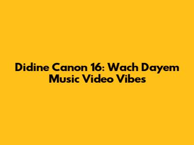 Didine Canon 16: Wach Dayem Music Video Vibes
