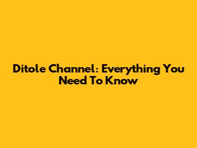 Ditole Channel: Everything You Need To Know