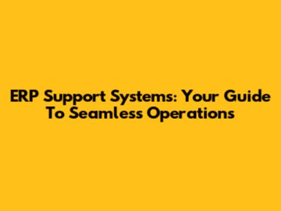 ERP Support Systems: Your Guide To Seamless Operations