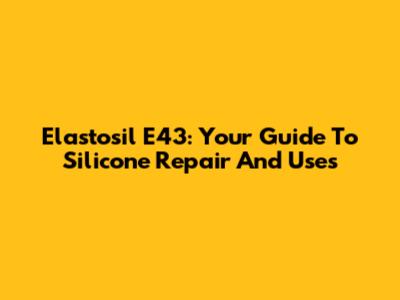 Elastosil E43: Your Guide To Silicone Repair And Uses