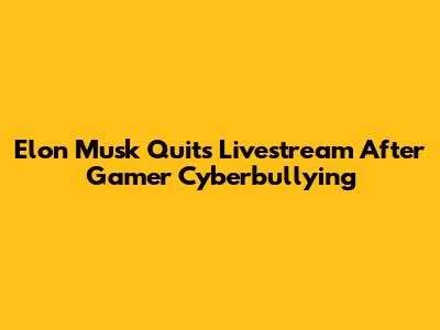 Elon Musk Quits Livestream After Gamer Cyberbullying