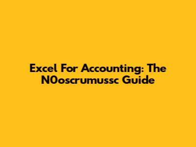 Excel For Accounting: The N0oscrumussc Guide