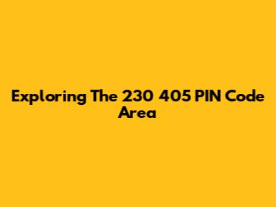 Exploring The 230 405 PIN Code Area