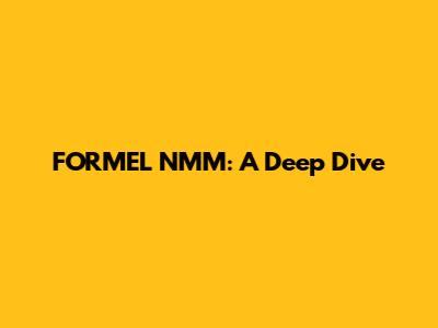 FORMEL NMM: A Deep Dive