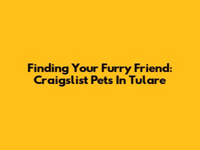 Finding Your Furry Friend: Craigslist Pets In Tulare