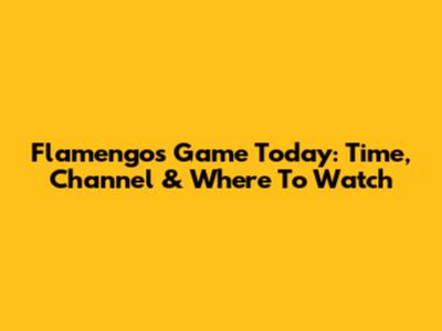 Flamengo's Game Today: Time, Channel & Where To Watch