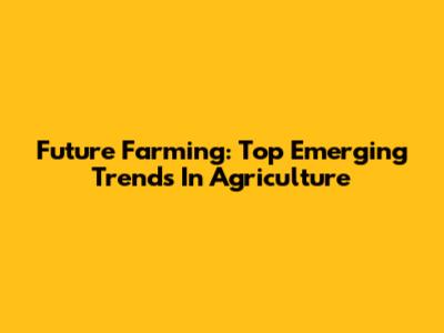 Future Farming: Top Emerging Trends In Agriculture