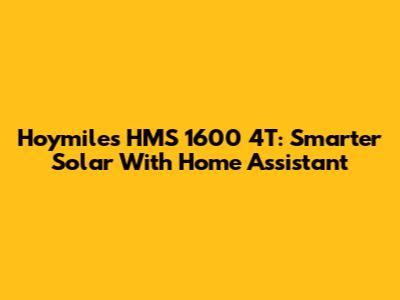 Hoymiles HMS 1600 4T: Smarter Solar With Home Assistant