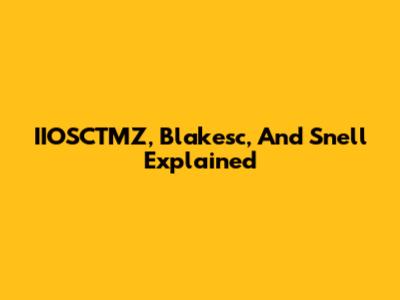 IIOSCTMZ, Blakesc, And Snell Explained