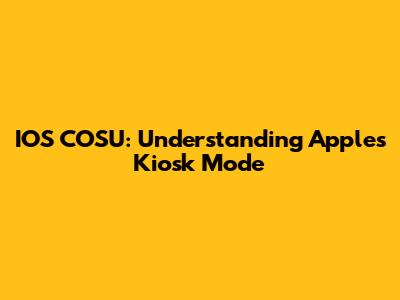 IOS COSU: Understanding Apple's Kiosk Mode