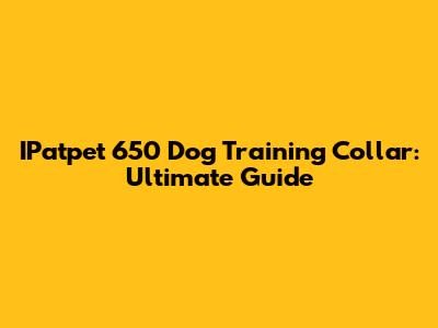 IPatpet 650 Dog Training Collar: Ultimate Guide