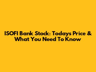 ISOFI Bank Stock: Today's Price & What You Need To Know