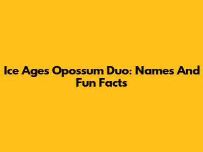 Ice Age's Opossum Duo: Names And Fun Facts