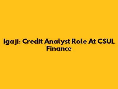 Igaji: Credit Analyst Role At CSUL Finance