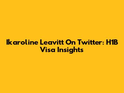 Ikaroline Leavitt On Twitter: H1B Visa Insights
