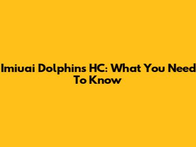 Imiuai Dolphins HC: What You Need To Know