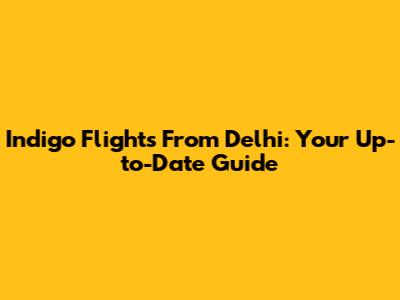 Indigo Flights From Delhi: Your Up-to-Date Guide