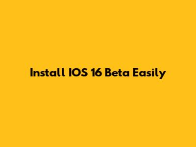 Install IOS 16 Beta Easily