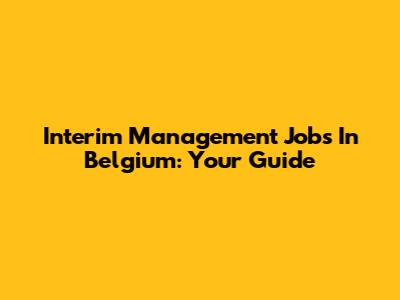 Interim Management Jobs In Belgium: Your Guide