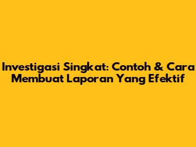 Investigasi Singkat: Contoh & Cara Membuat Laporan Yang Efektif