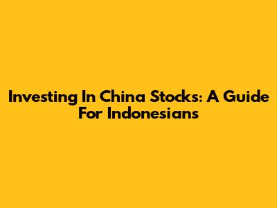 Investing In China Stocks: A Guide For Indonesians