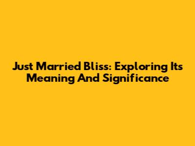 Just Married Bliss: Exploring Its Meaning And Significance