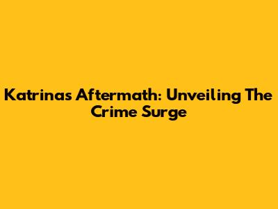 Katrina's Aftermath: Unveiling The Crime Surge