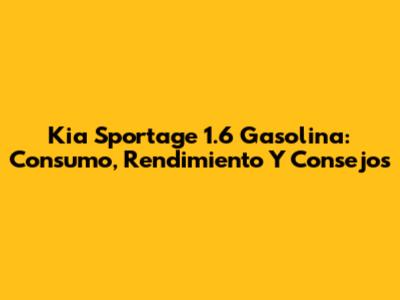 Kia Sportage 1.6 Gasolina: Consumo, Rendimiento Y Consejos
