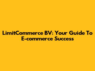 LimitCommerce BV: Your Guide To E-commerce Success