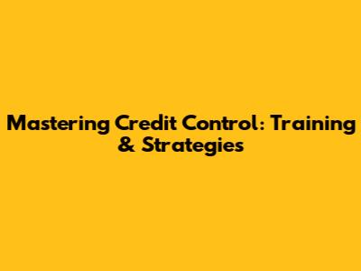 Mastering Credit Control: Training & Strategies