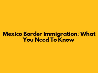 Mexico Border Immigration: What You Need To Know